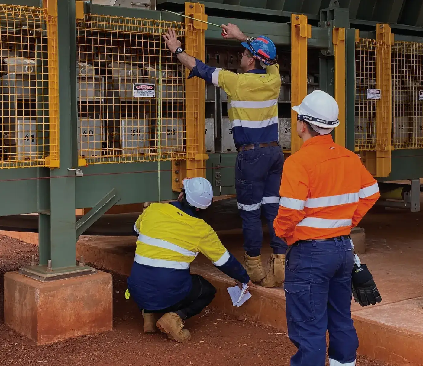 Engineers inspecting a structure