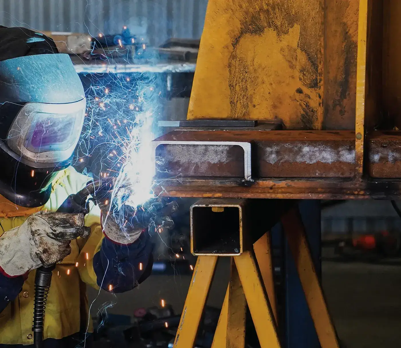 Welding in the Bend-tech fabrication workshop