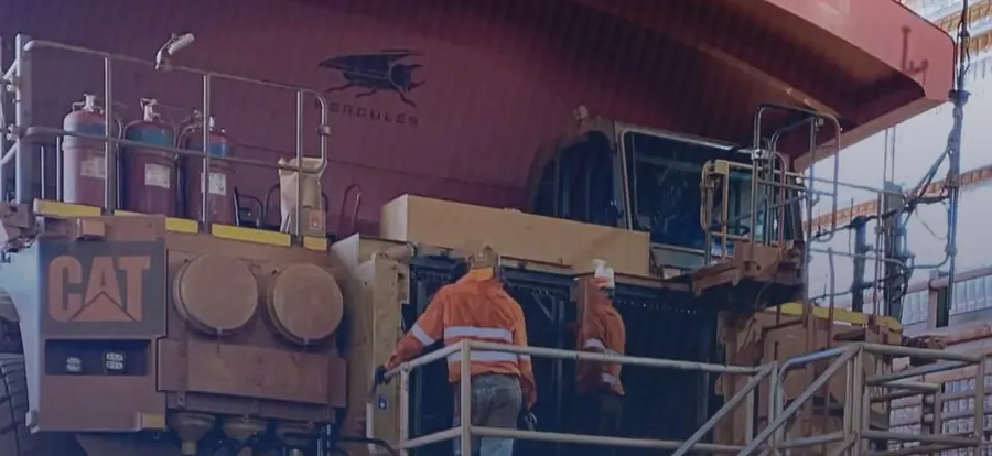 CAT 793F radiator access platform in use