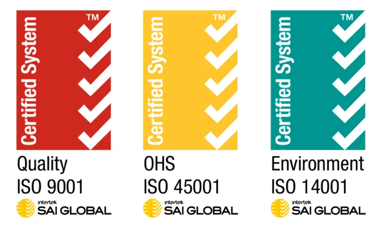 ISO 9001, ISO 45001 and ISO 14001 certified systems